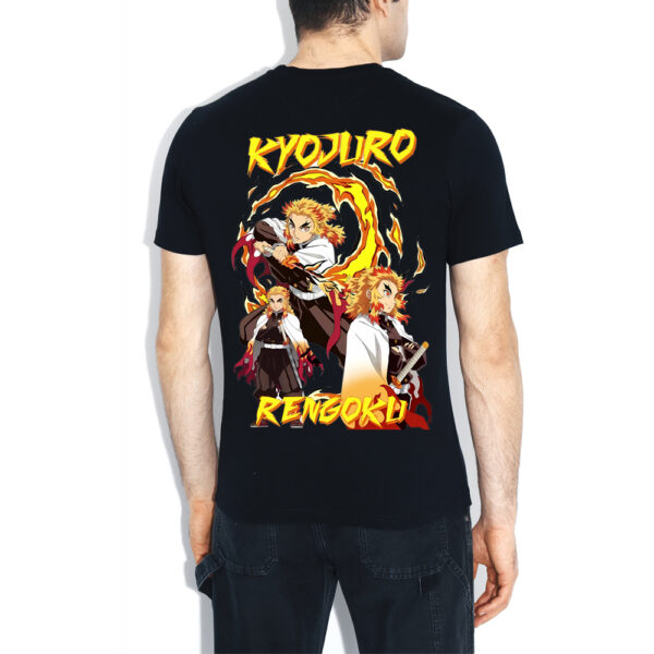 Baklolstore Kyojuro Rengoku (Set Your Heart Ablaze) T-Shirt | 180 GSM Pure Cotton Regular Fit | Demon Slayer Printed Black T-Shirt