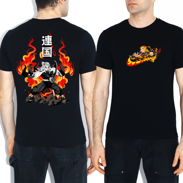 Baklolstore Rengoku Flame Hashira Anime T-Shirt | Fire Sword Demon Slayer | 180 GSM Pure Cotton Regular Fit