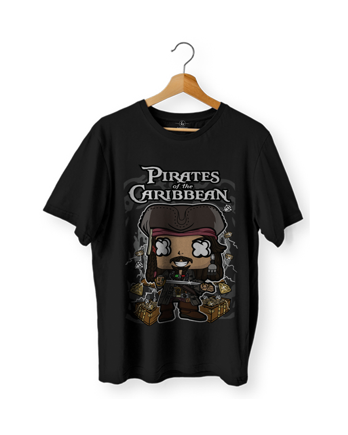 Pirates of the Caribbean Cartoon Printed T-Shirt | Captain Jack Sparrow Design | Cotton 180 GSM