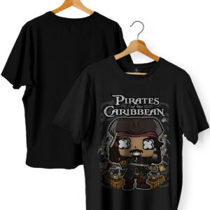 Pirates of the Caribbean Cartoon Printed T-Shirt | Captain Jack Sparrow Design | Cotton 180 GSM