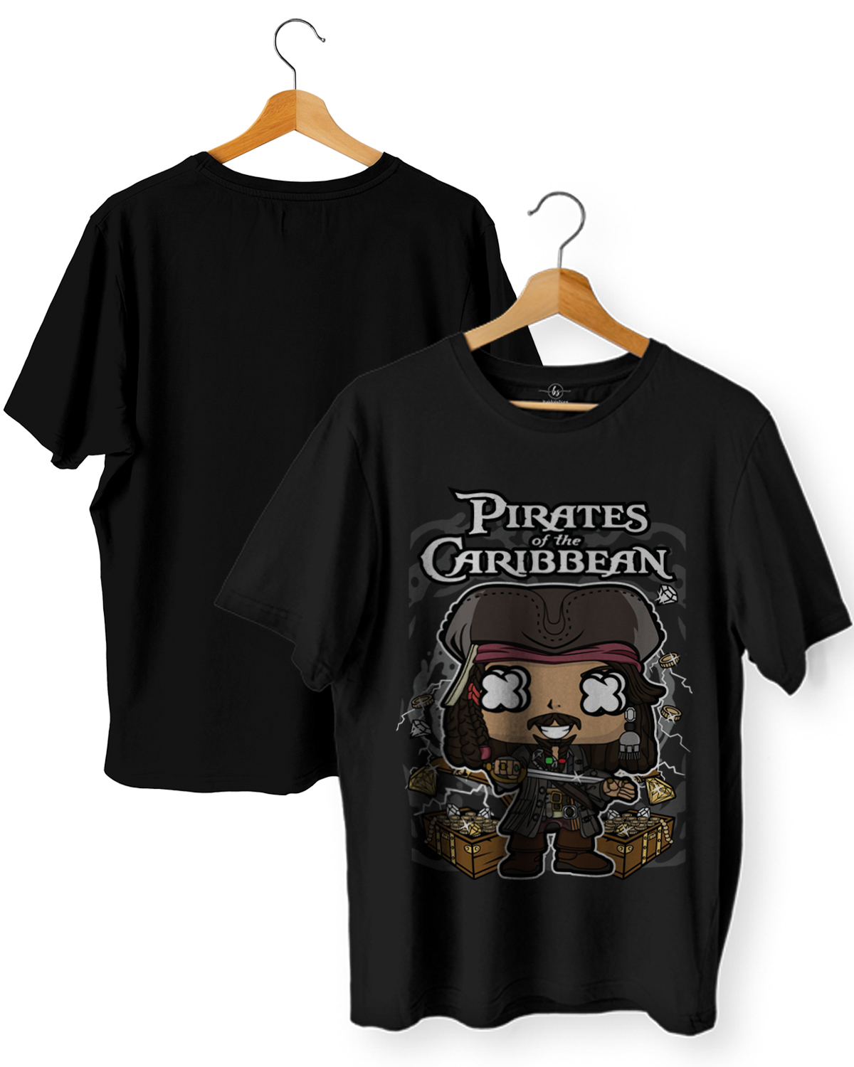 Pirates of the Caribbean Cartoon Printed T-Shirt | Captain Jack Sparrow Design | Cotton 180 GSM
